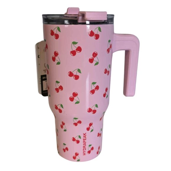 NWT HydraPeak Artisan Collection Cherries Voyager 25 oz Flip & Straw Lid - Picture 1 of 9